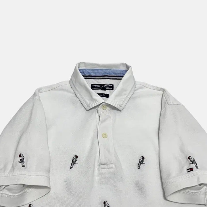 [BUNJANG] Tommy Hilfiger Parrot Embroidery Short Sleeve Polo Slim Fit / 타미힐피거 앵무새 자수 반팔 카라티 슬림핏 피케셔츠 폴로티