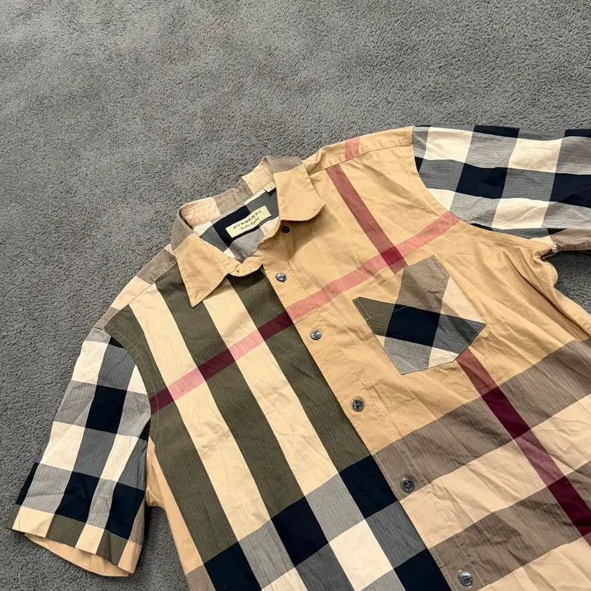 [BUNJANG] Burberry Check Short Sleeve Shirt / [정품/L] 버버리 체크 반팔 셔츠