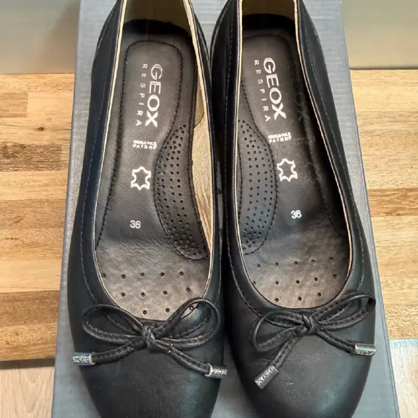 [BUNJANG] GEOX Black Leather Flat Shoes / 제옥스(GEOX) 블랙 가죽 플랫 슈즈 36(230)