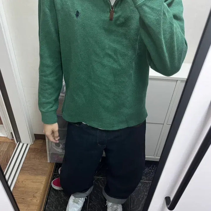 [BUNJANG] Polo Ralph Lauren Green Half-Zip Knit M / 폴로 랄프로렌 그린 하프집업