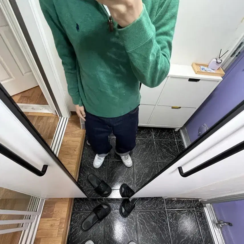 [BUNJANG] Polo Ralph Lauren Green Half-Zip Knit M / 폴로 랄프로렌 그린 하프집업