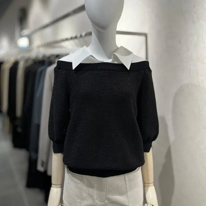 [BUNJANG] NICE CLAUP Pearl Knit Patch Blouse / 나이스클랍 펄니트패치 블라우스 55