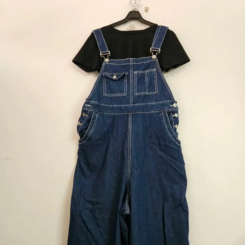 [BUNJANG] Denim Wide Fit Overalls / 데님 멜빵 바지 와이드핏 청멜빵바지
