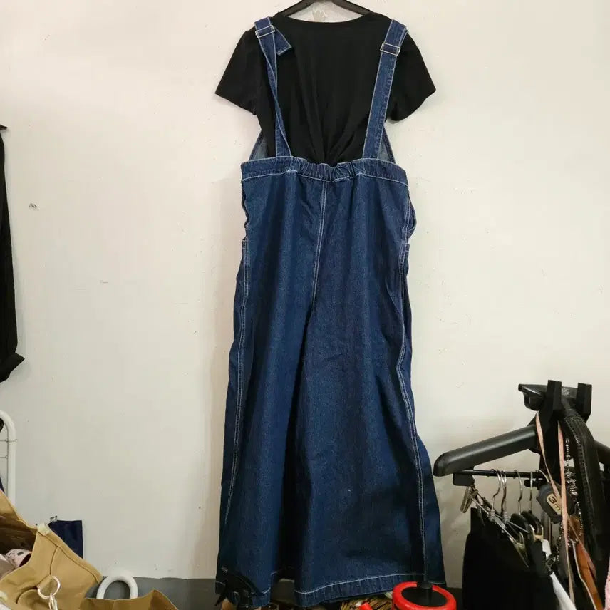 [BUNJANG] Denim Wide Fit Overalls / 데님 멜빵 바지 와이드핏 청멜빵바지