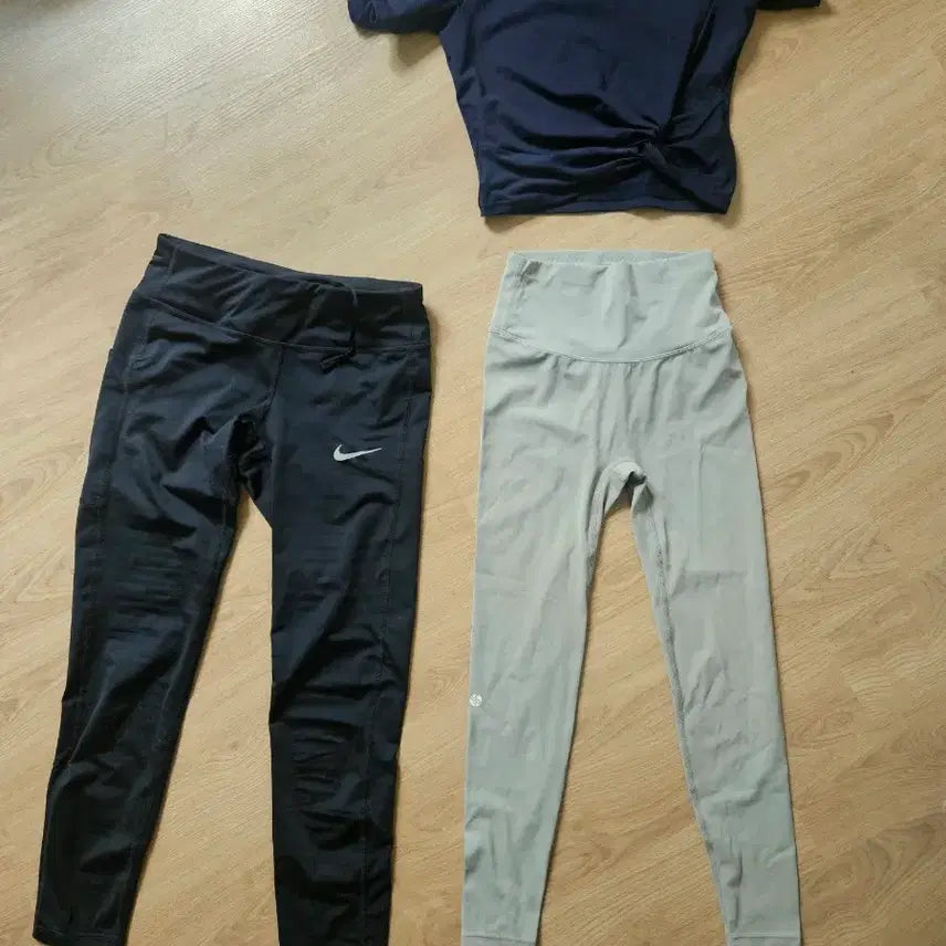 [BUNJANG] XEXYMIX Cropped Top &amp; Nike Leggings Set (Navy, Black, Light Grey) - Size S / 젝시믹스 크롭탑 레깅스세트 나이키레깅스 s사이드