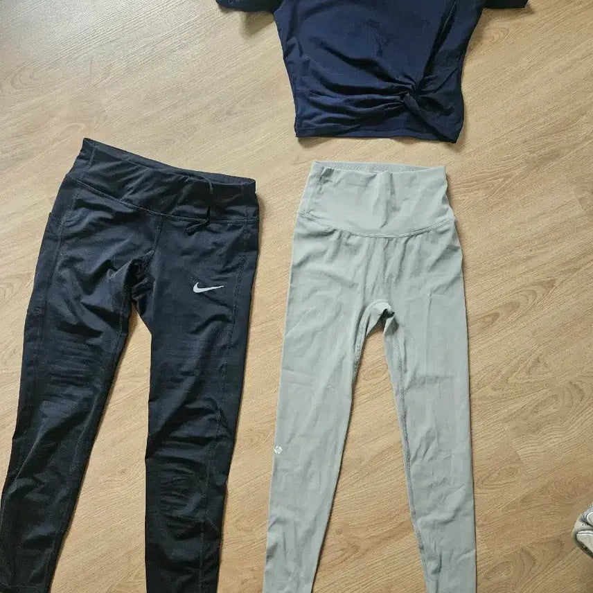 [BUNJANG] XEXYMIX Cropped Top &amp; Nike Leggings Set (Navy, Black, Light Grey) - Size S / 젝시믹스 크롭탑 레깅스세트 나이키레깅스 s사이드