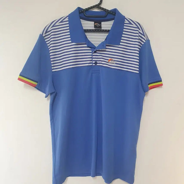 [BUNJANG] LOWE ALPINE Blue Stripe Short Sleeve Polo T-Shirt Size 100 / 로우알파인 블루 스트라이프 반팔 폴로티100
