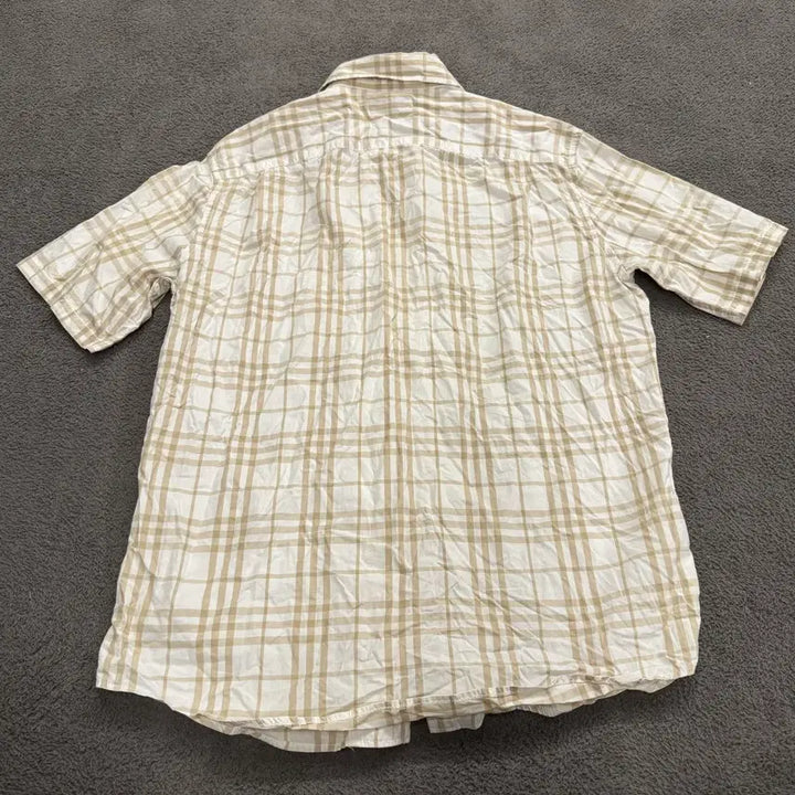 [BUNJANG] Burberry Check Half Zip Short Sleeve Shirt / [정품/M] 버버리 체크 하프집업 반팔 셔츠