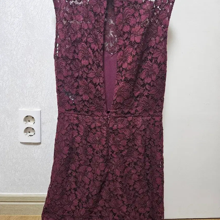 [BUNJANG] Sandro High Neck Floral Lace Dress (Wine) / [정품/풀레이스] 산드로(Sandro) 하이넥 플로럴 레이스원피스(와인)