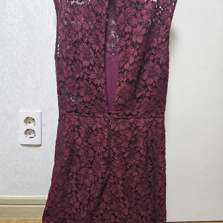 [BUNJANG] Sandro High Neck Floral Lace Dress (Wine) / [정품/풀레이스] 산드로(Sandro) 하이넥 플로럴 레이스원피스(와인)