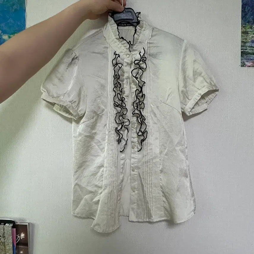 [BUNJANG] Japanese Vintage Gothic Frill Lace Blouse / [일본빈티지] 공겜여주 긱시크 갸루 모리걸 Y2K 핀터레스트 로걀탑