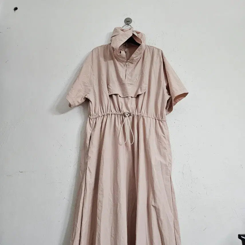 [BUNJANG] Hooded Long Dress Pink Free Size / 후드 롱 원피스 핑크 Free