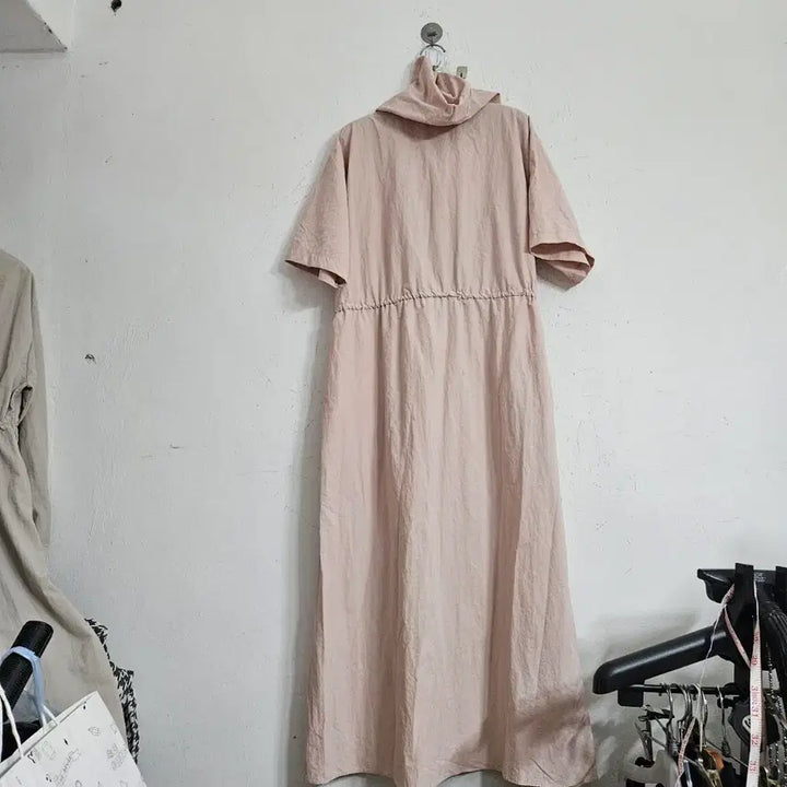 [BUNJANG] Hooded Long Dress Pink Free Size / 후드 롱 원피스 핑크 Free