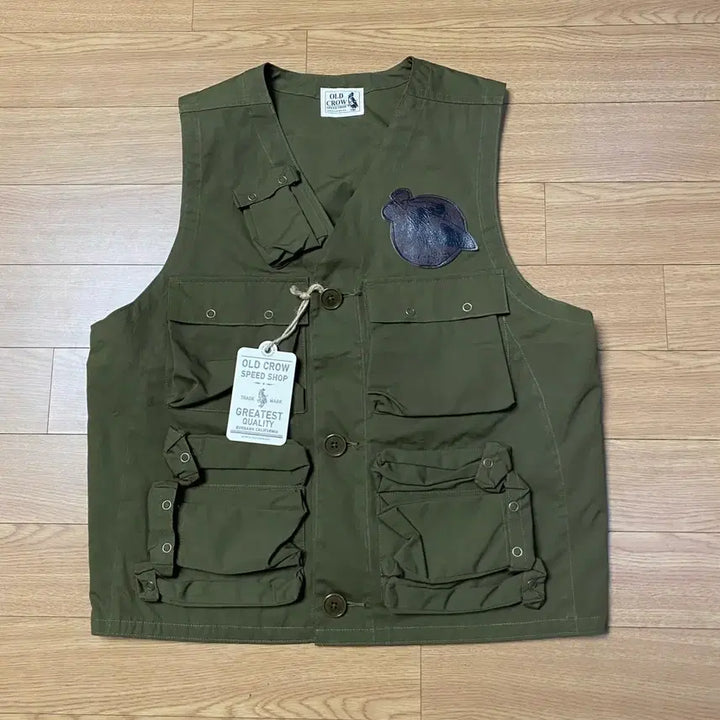 [BUNJANG] Gladhand Old Crow Leather Patch Military Vest XL / (XL) 글래드핸드 올드크로우 레더패치 밀리터리 베스트 / 프리휠러스