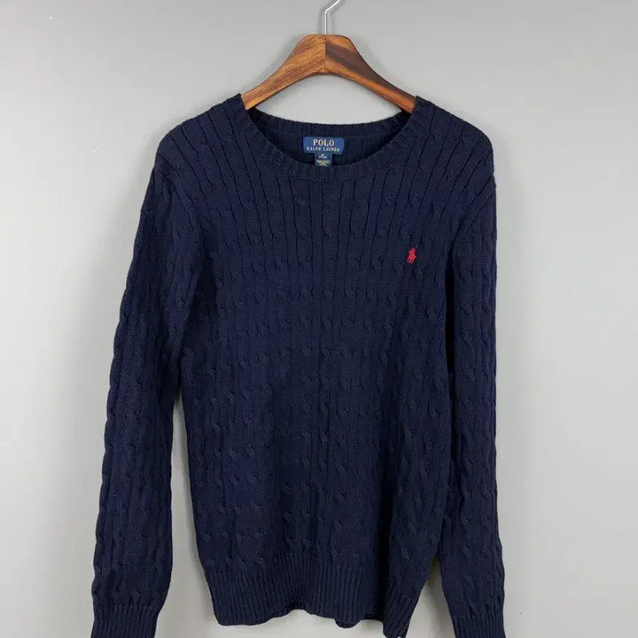[BUNJANG] Polo Ralph Lauren Cable Knit Sweater Navy XL / 폴로랄프로렌 케이블 니트 스웨터 네이비 E106