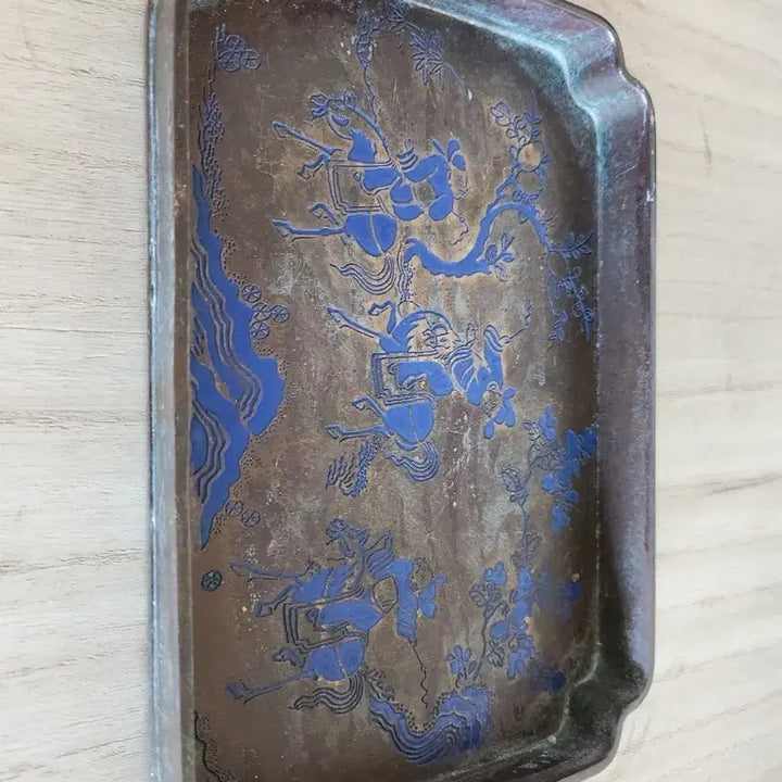 [BUNJANG] Antique Tray with Blue Pattern / 동 수반