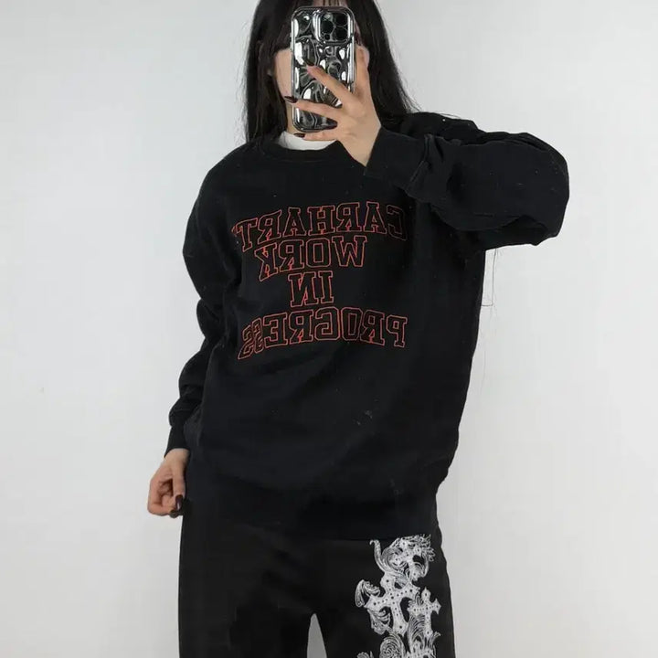 [BUNJANG] Carhartt WIP Arch Logo Sweatshirt Black M / 칼하트 WIP 아치 로고 맨투맨 블랙 E107