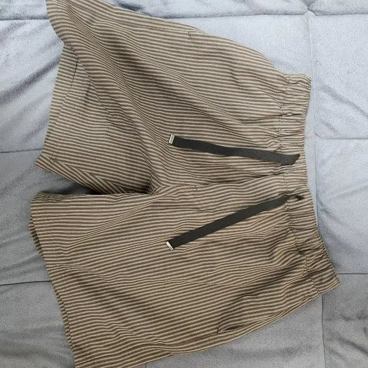 [BUNJANG] Tonywack Striped Cotton Lounge Shorts Olive Brown / 토니웩 / 스트라이프 코튼 라운지 쇼츠 올리브브라운 / 30