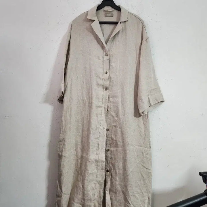 [BUNJANG] Linen Long Shirt Dress / 린넨 롱 셔츠 원피스