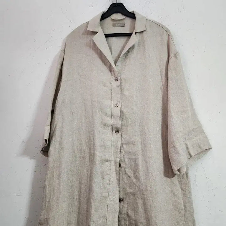 [BUNJANG] Linen Long Shirt Dress / 린넨 롱 셔츠 원피스