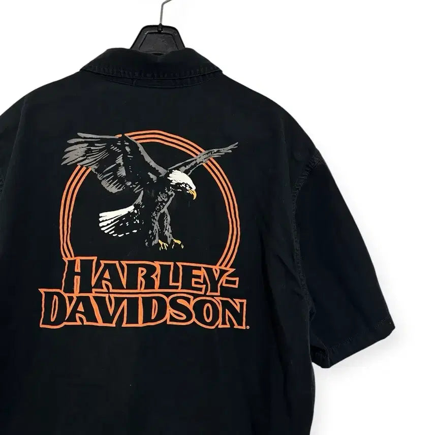 [BUNJANG] Harley-Davidson Big Logo Black Short Sleeve Shirt / 할리데이비슨 빅로고 블랙 반팔 셔츠