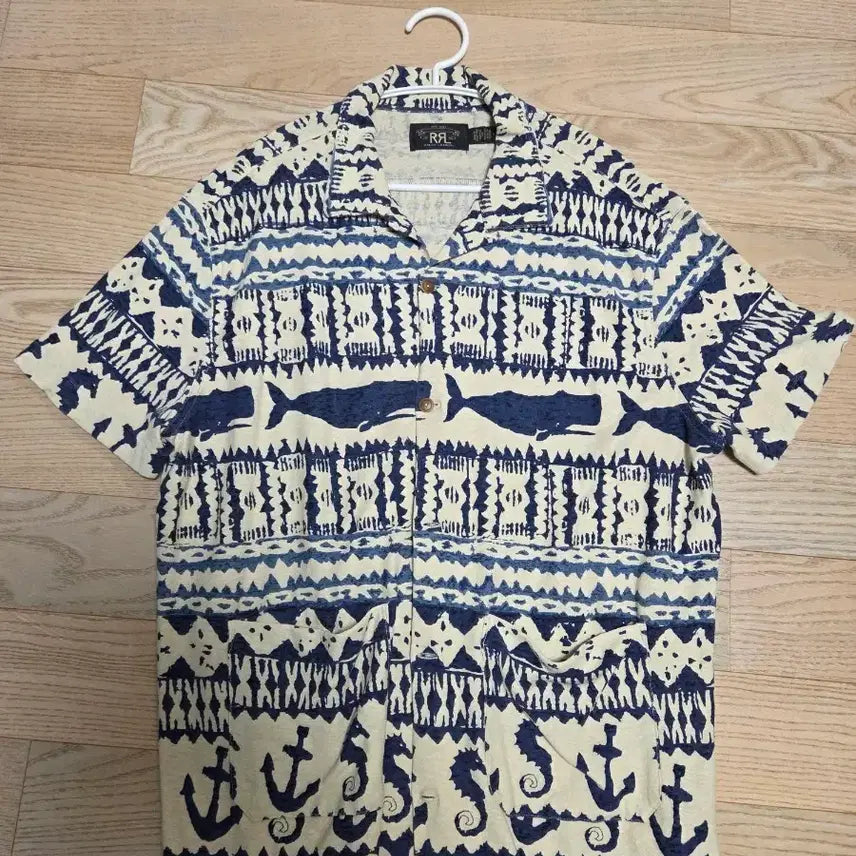 [BUNJANG] RRL Whale Print Short Sleeve Shirt Size M / 더블알엘 고래반팔셔츠 m사이즈