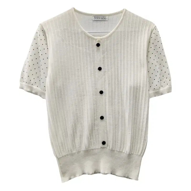 [BUNJANG] SCHON MORE Cream Dot Cardigan M Made in Japan / SCHON MORE 크림 도트 가디건 M MADE IN JAPAN