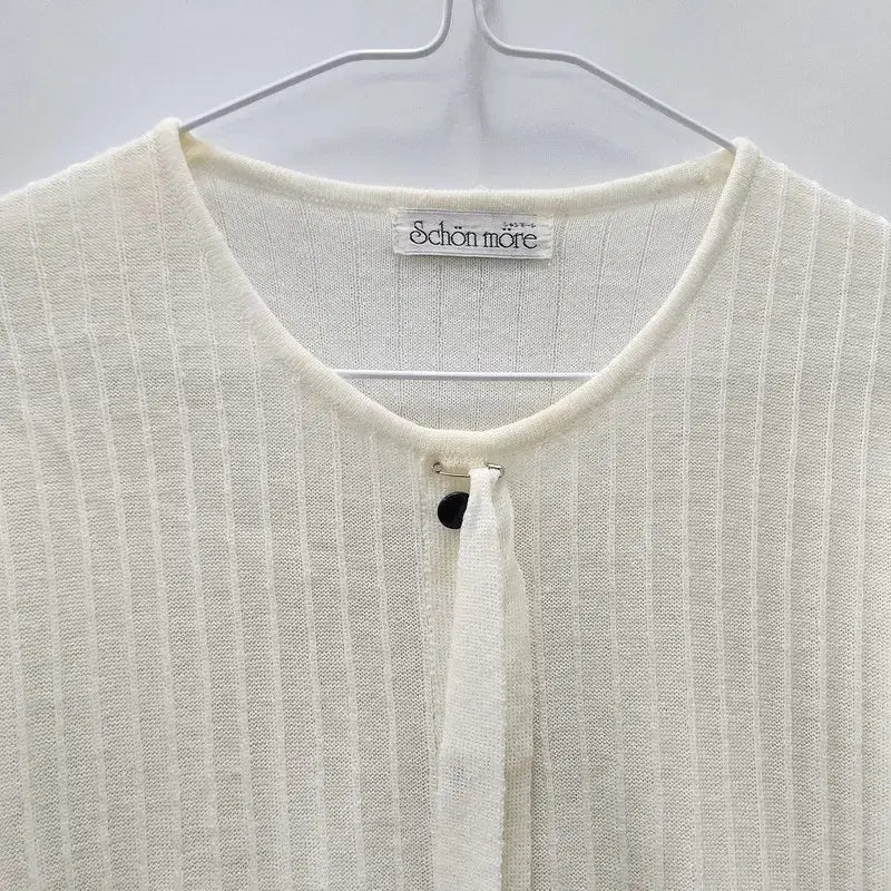 [BUNJANG] SCHON MORE Cream Dot Cardigan M Made in Japan / SCHON MORE 크림 도트 가디건 M MADE IN JAPAN
