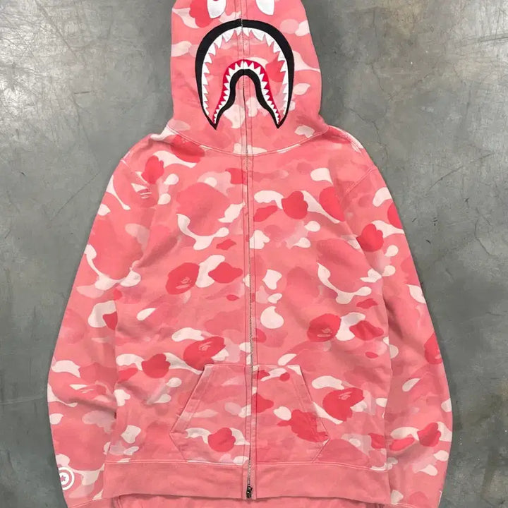 [BUNJANG] BAPE ABC Camo Pink Shark Full Zip Hoodie / 베이프 ABC카모 핑크 샤크 후드집업