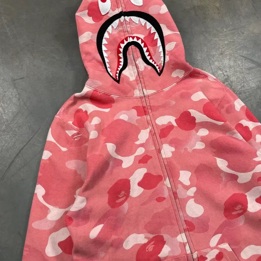 [BUNJANG] BAPE ABC Camo Pink Shark Full Zip Hoodie / 베이프 ABC카모 핑크 샤크 후드집업