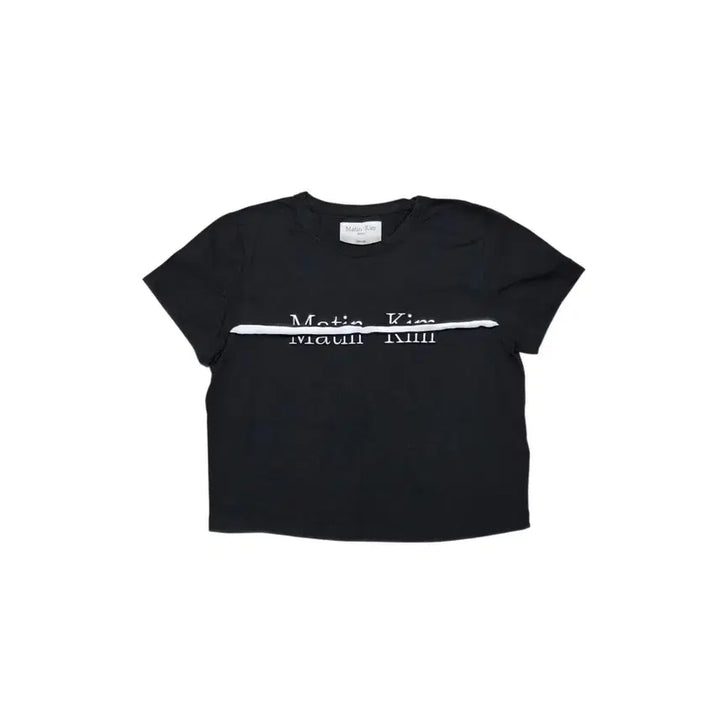 [BUNJANG] Martin Kim Logo Cropped Short Sleeve T-Shirt / Martin Kim 마뗑킴 로고 크롭 반팔 티셔츠