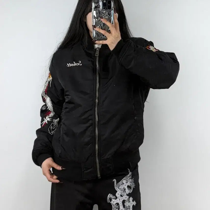[BUNJANG] Schott x Andersson Bell Dragon Embroidered MA-1 Bomber Jacket / 쇼트 x 앤더슨벨 드래곤 자수 MA-1 항공점퍼 E109