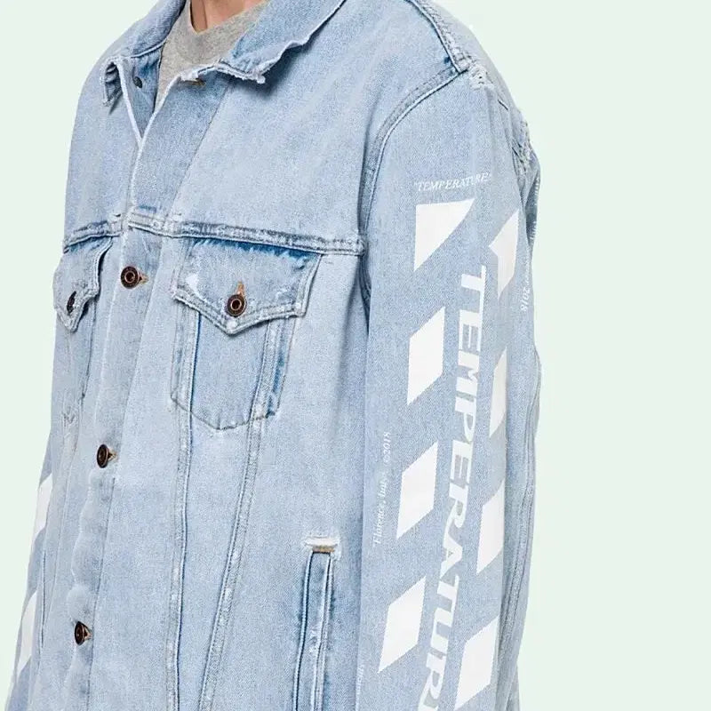 [BUNJANG] Off-White Printed Denim Jacket / 100) 오프화이트 프린트 청자켓