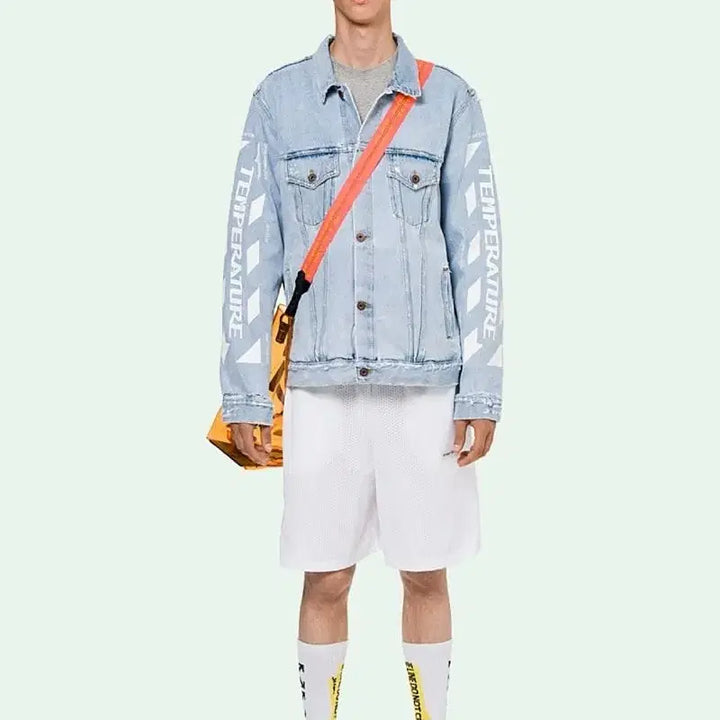 [BUNJANG] Off-White Printed Denim Jacket / 100) 오프화이트 프린트 청자켓