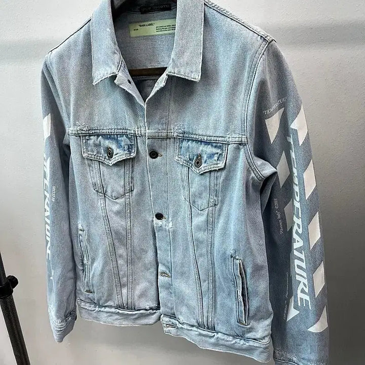 [BUNJANG] Off-White Printed Denim Jacket / 100) 오프화이트 프린트 청자켓