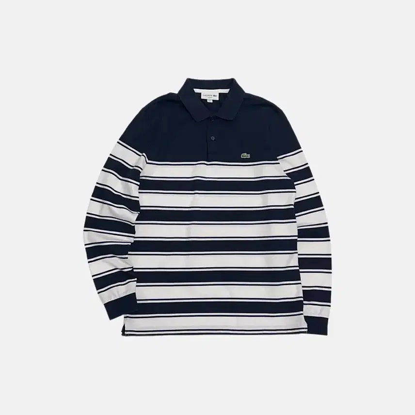[BUNJANG] Lacoste Striped Collar Pique Long Sleeve T-Shirt / 라코스테 스트라이프 카라티 피케 pk 긴팔티셔츠