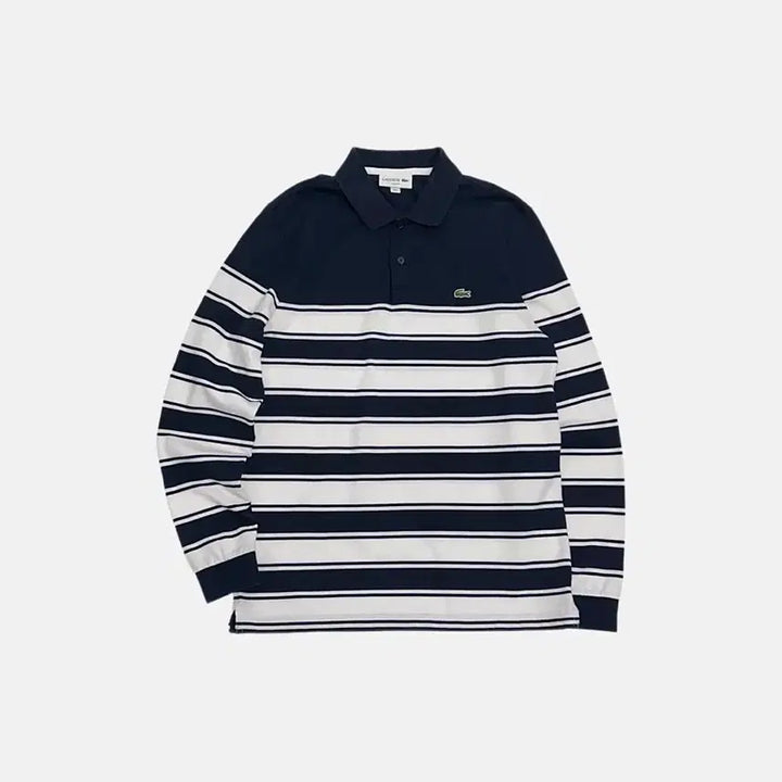 [BUNJANG] Lacoste Striped Collar Pique Long Sleeve T-Shirt / 라코스테 스트라이프 카라티 피케 pk 긴팔티셔츠