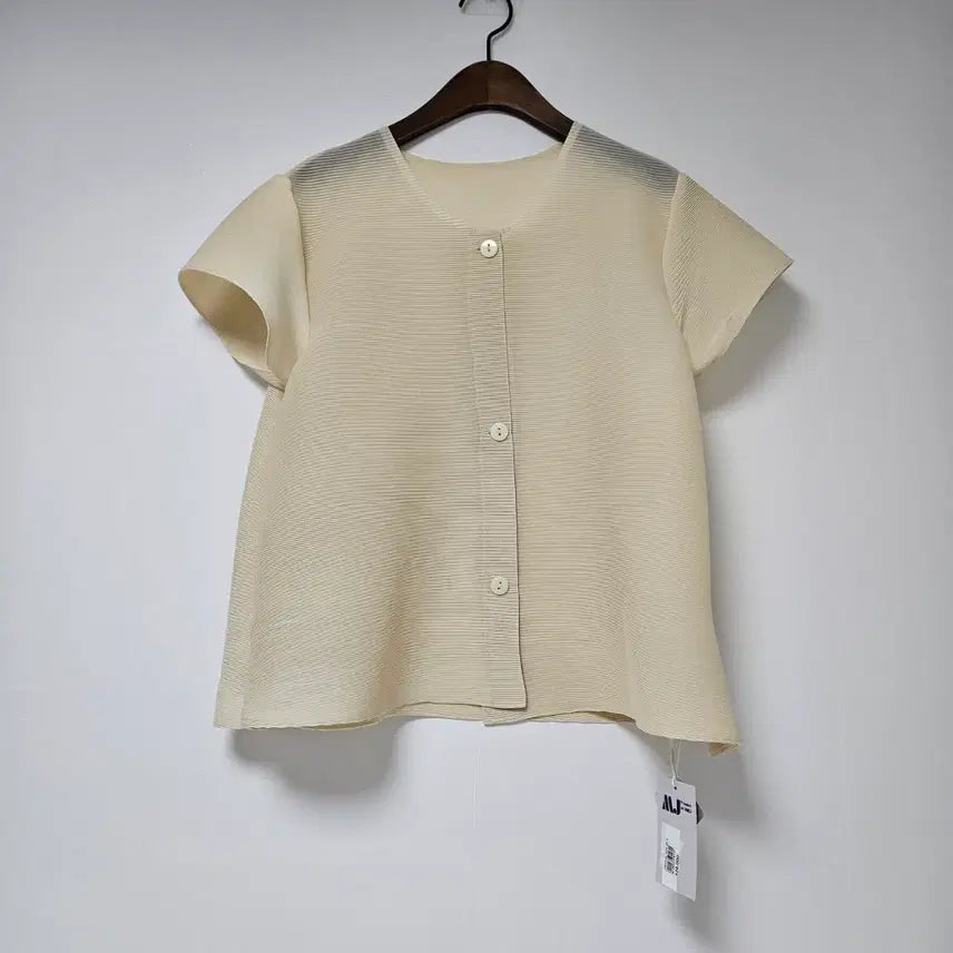 [BUNJANG] MJ Pleats Blouse Ivory / 새상품) MJ 반팔 플리츠 블라우스 아이보리