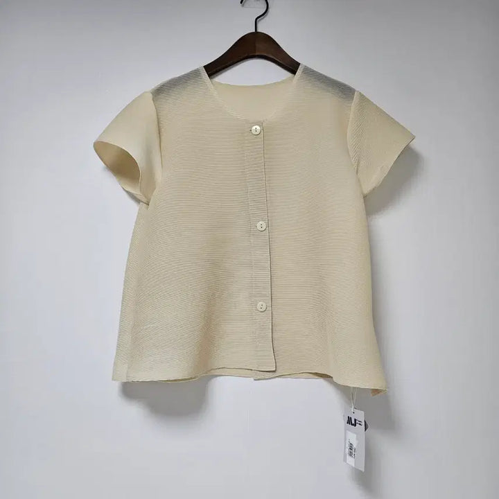 [BUNJANG] MJ Pleats Blouse Ivory / 새상품) MJ 반팔 플리츠 블라우스 아이보리