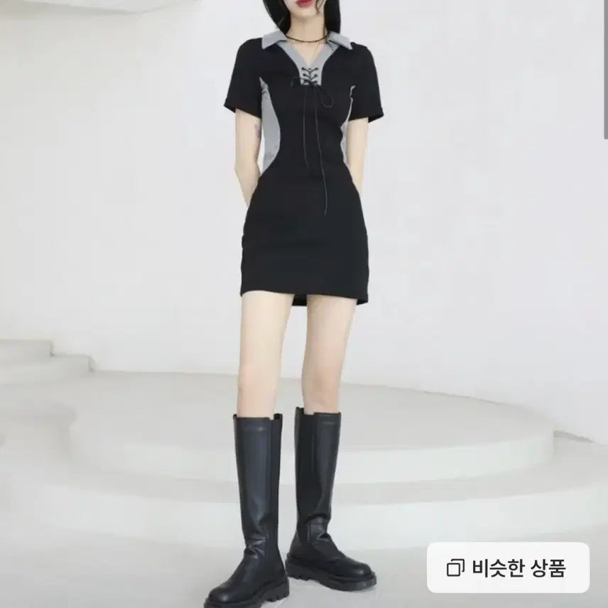 [BUNJANG] Noncode Eyelet Colorblock Dress / 논코드 세이므 아일렛 배색 미니 원피스