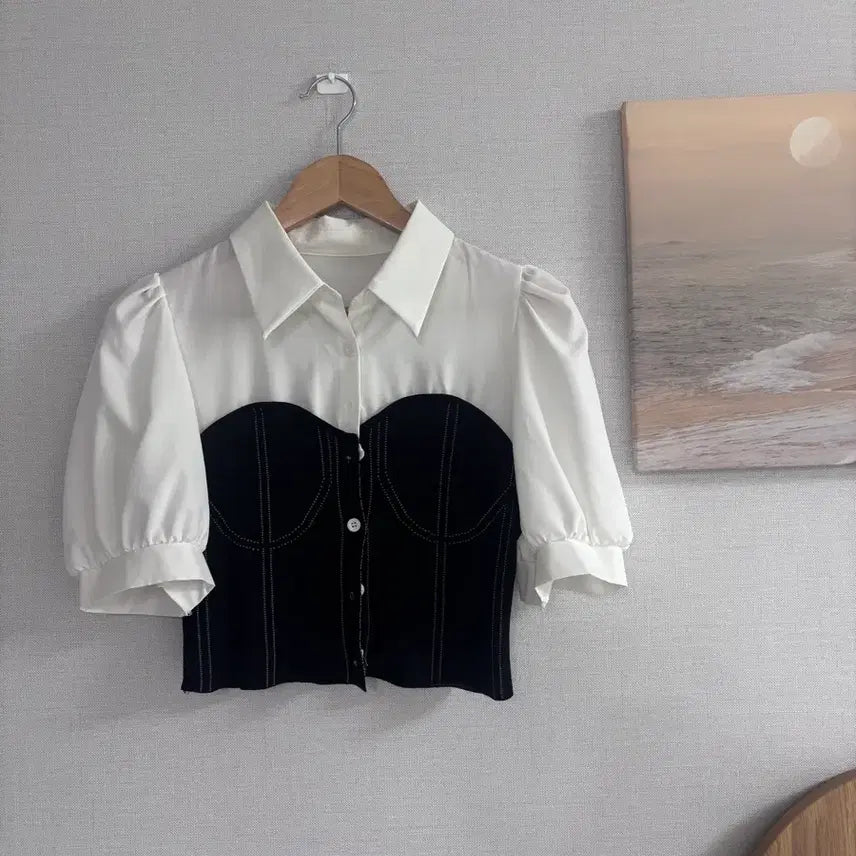 [BUNJANG] Denim Puff Blouse / 데님 퍼프 블라우스
