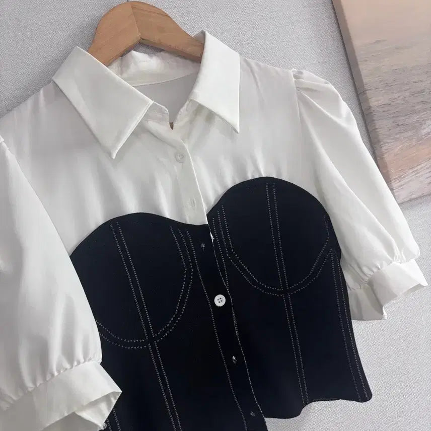 [BUNJANG] Denim Puff Blouse / 데님 퍼프 블라우스