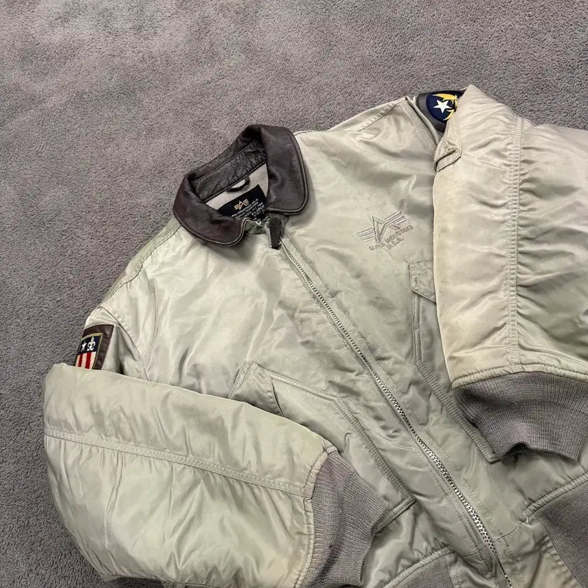 [BUNJANG] Alpha Industries Leather Collar Jacket XL / [정품/XL] 알파인더스트리 레더카라 자켓