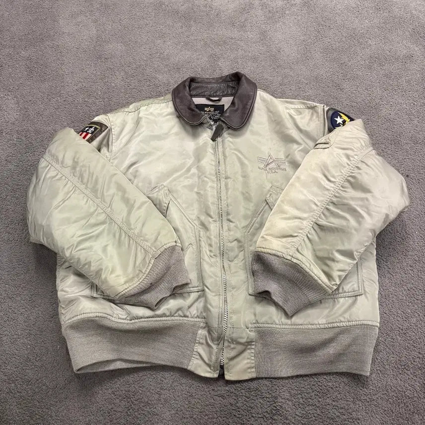 [BUNJANG] Alpha Industries Leather Collar Jacket XL / [정품/XL] 알파인더스트리 레더카라 자켓