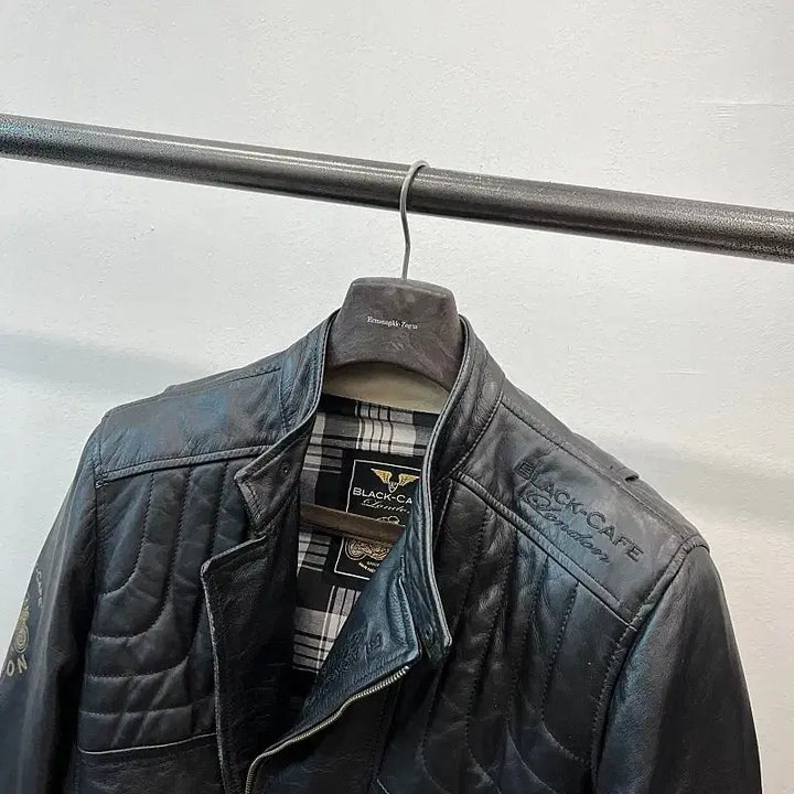[BUNJANG] Black Cafe Biker Leather Jacket / 105) 블랙카페 바이커 가죽자켓
