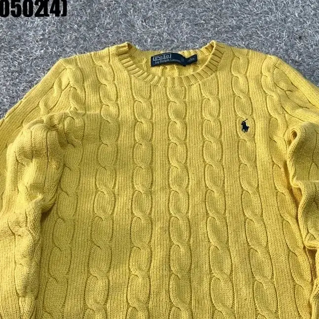 [BUNJANG] Polo Ralph Lauren Cable Knit Sweater Yellow Size S / S 폴로 랄프로렌 케이블 니트 옐로우 0502(4)