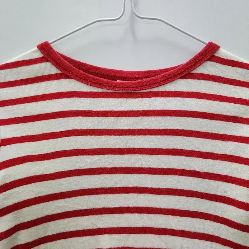 [BUNJANG] Vintage Kitsch Striped Heart Patch Long Sleeve T-Shirt / 빈티지 키치 스트라이프 하트패치 긴팔 티