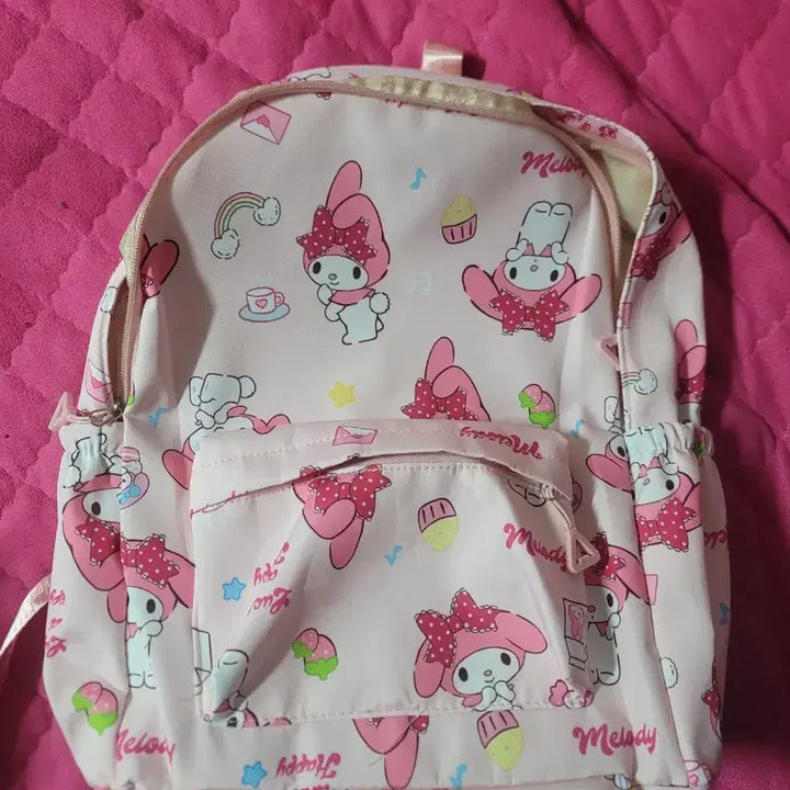 [BUNJANG] My Melody Pink/White Backpack Bag / 마이멜로디 핑크색/흰색 백팩 가방