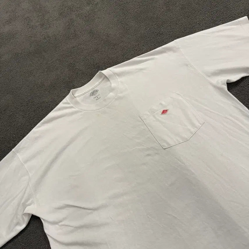 [BUNJANG] Authentic Danton White Pocket Short Sleeve T-Shirt / [정품] 단톤 화이트 포켓 반팔 티셔츠