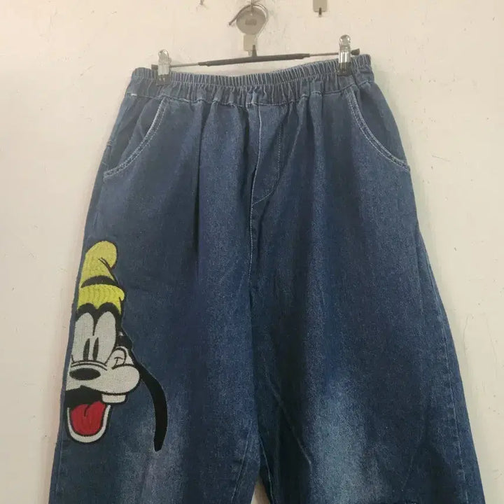 [BUNJANG] Goofy Character Denim Wide Pants / 구피 캐릭터 데님 와이드 팬츠